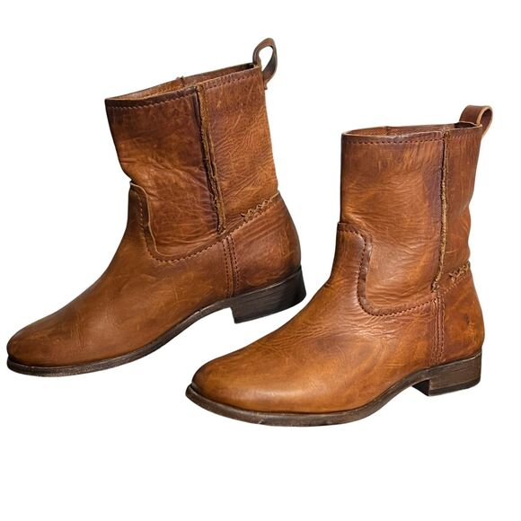 Frye Boots Womens Size 7 Brown Leather Western Ankle Pull On Boho Rodeo Booties - Picture 2 of 12